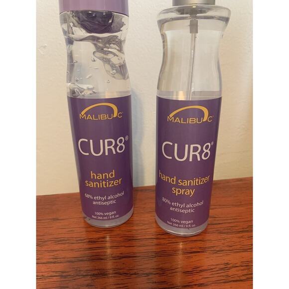 Malibu C Cur 8 Hand Sanitizer Bundle Gel spray ethyl antiseptic NEW vegan 9oz - Picture 3 of 6